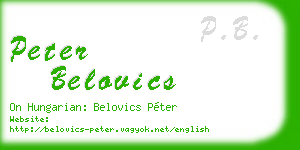 peter belovics business card